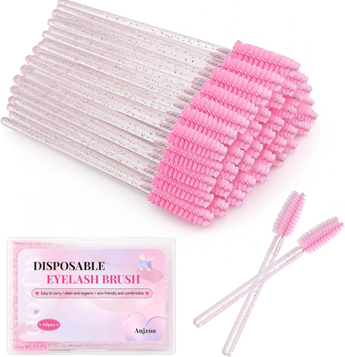 SnelShoppen - 40 Stuks Wimperborstels, Wenkbrauwborstels, Make-up Set, Wegwerpmake-up Tools, Zachte Haren, Lichtgewicht, Ideaal voor Mascara en Wenkbr
