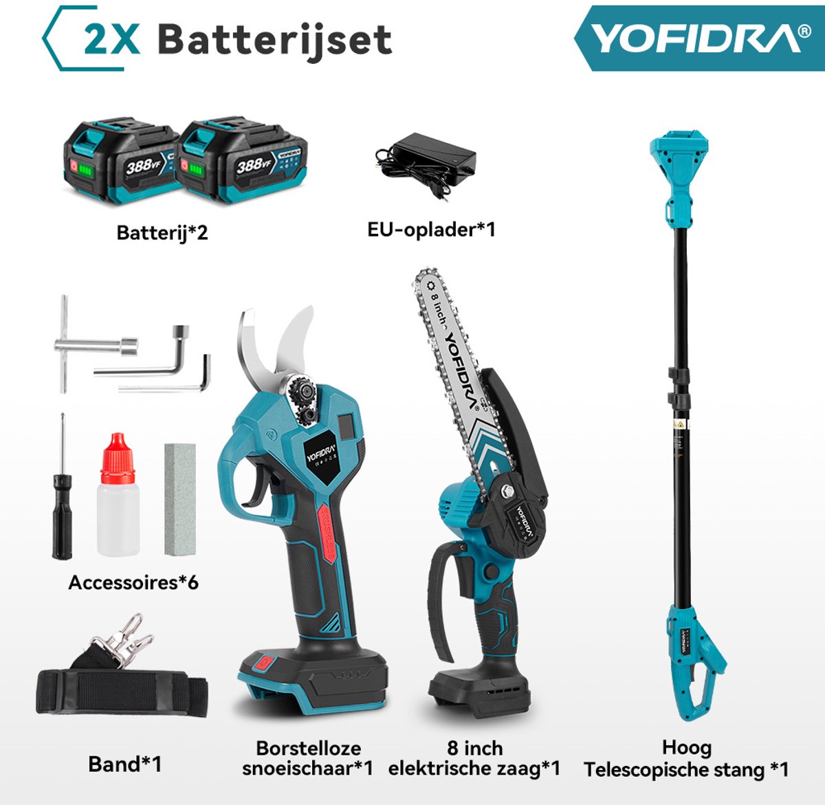 Yofidra telescopische elektrische kettingzaag + snoeischaar thumbnail 2