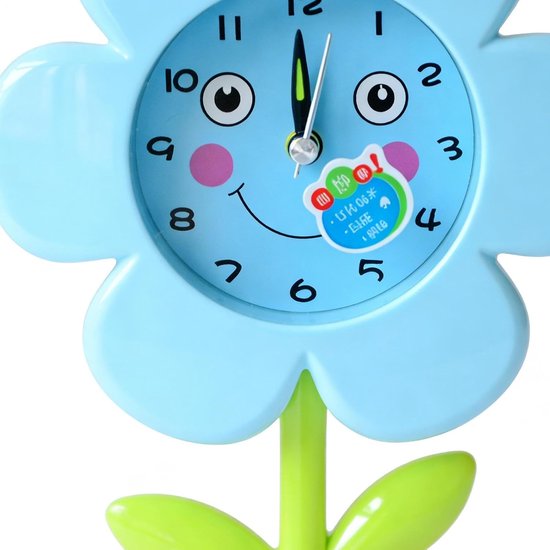 Wekker Kinderen - Bloempot Klok - Rustig Wakker Worden - Stil Uurwerk - 15W cm - Blauw — afbeelding 3