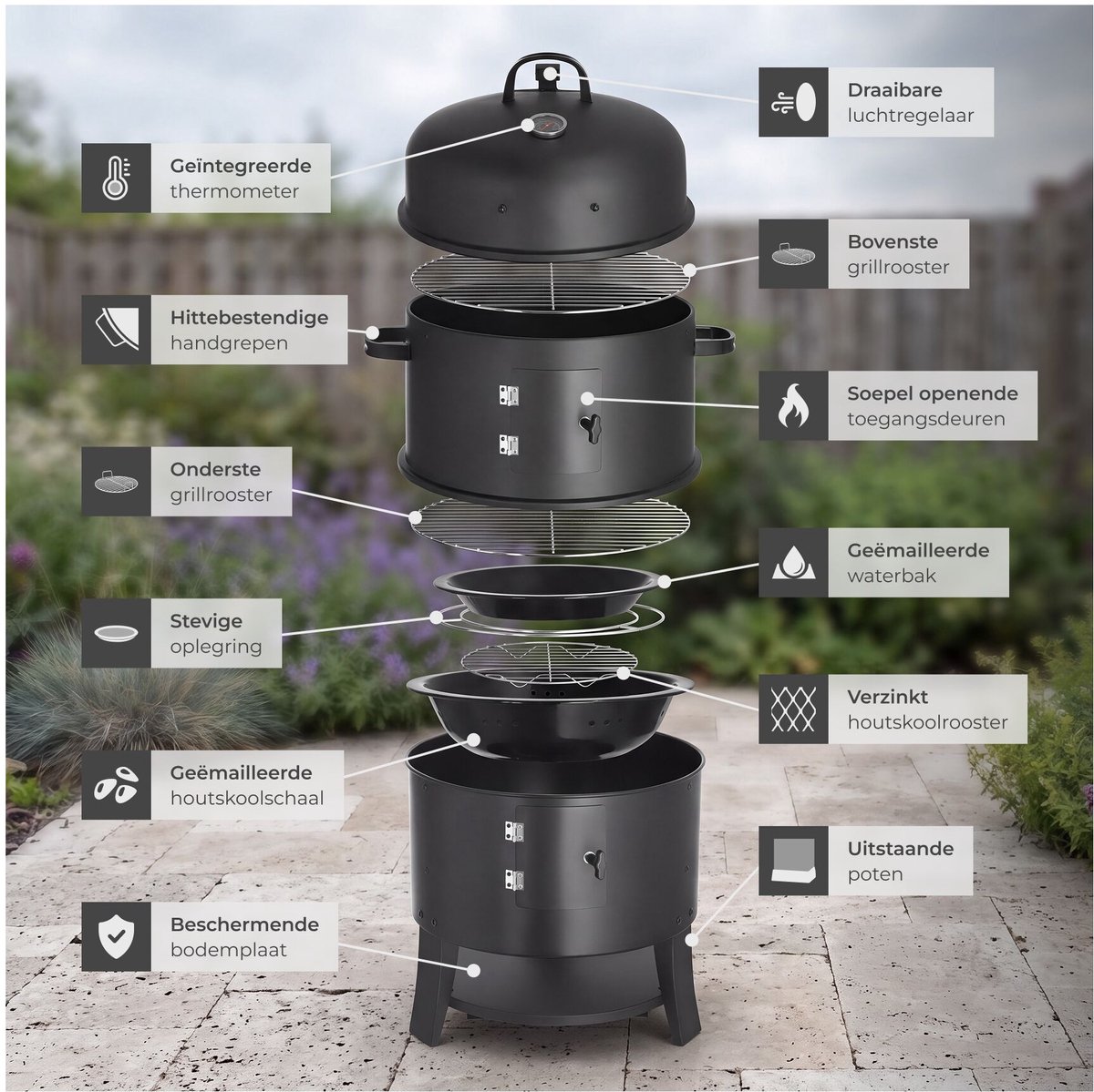 tectake tectake 3-in-1 Rookoven - afbeelding 3
