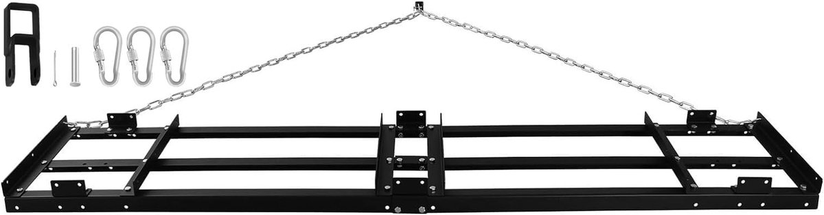 Gazon Egalisatie Hark - Sleep hark Grader - Oprit Egaliseren - Zware Ketting - 244 cm Werkbreedte - Zwart