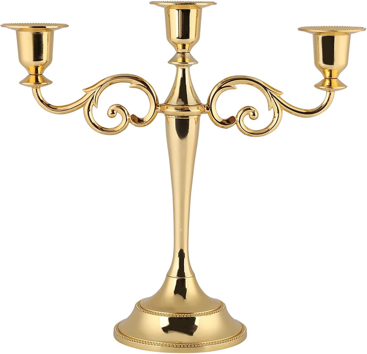 SnelShoppen - Vintage Kaarsenhouder met 3 Armen - Gouden Kandelaarkandelaar - Elegante Home Decoratie voor Bruiloft en Kaarslicht Diner - Retro Metale