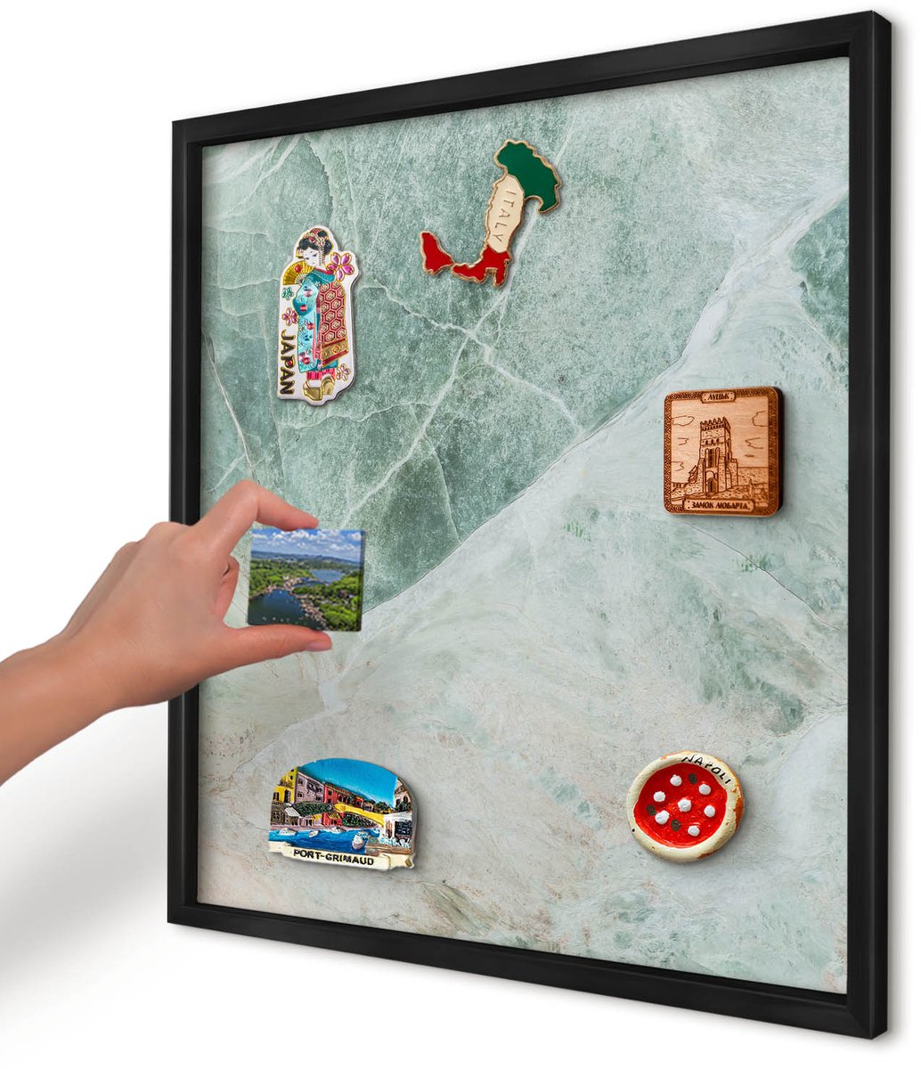 Artprintcave Groente Magneetbord mit Zwart Frame - 50x50 cm - Groene Texturen Magneet Bord mit Frame - Abstract Magneetbord Voor Keuken - Texturen