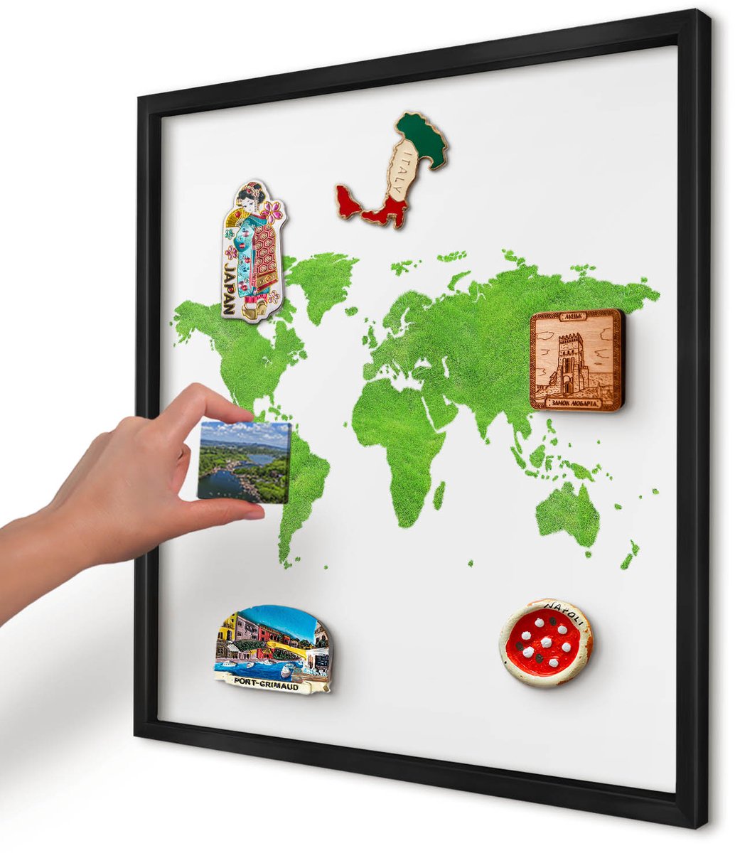 Artprintcave Groente Magneetbord mit Zwart Frame - 50x50 cm - Groene Kaart Notitiebord - Minimalist Magneet Bord mit Frame - Kaarten