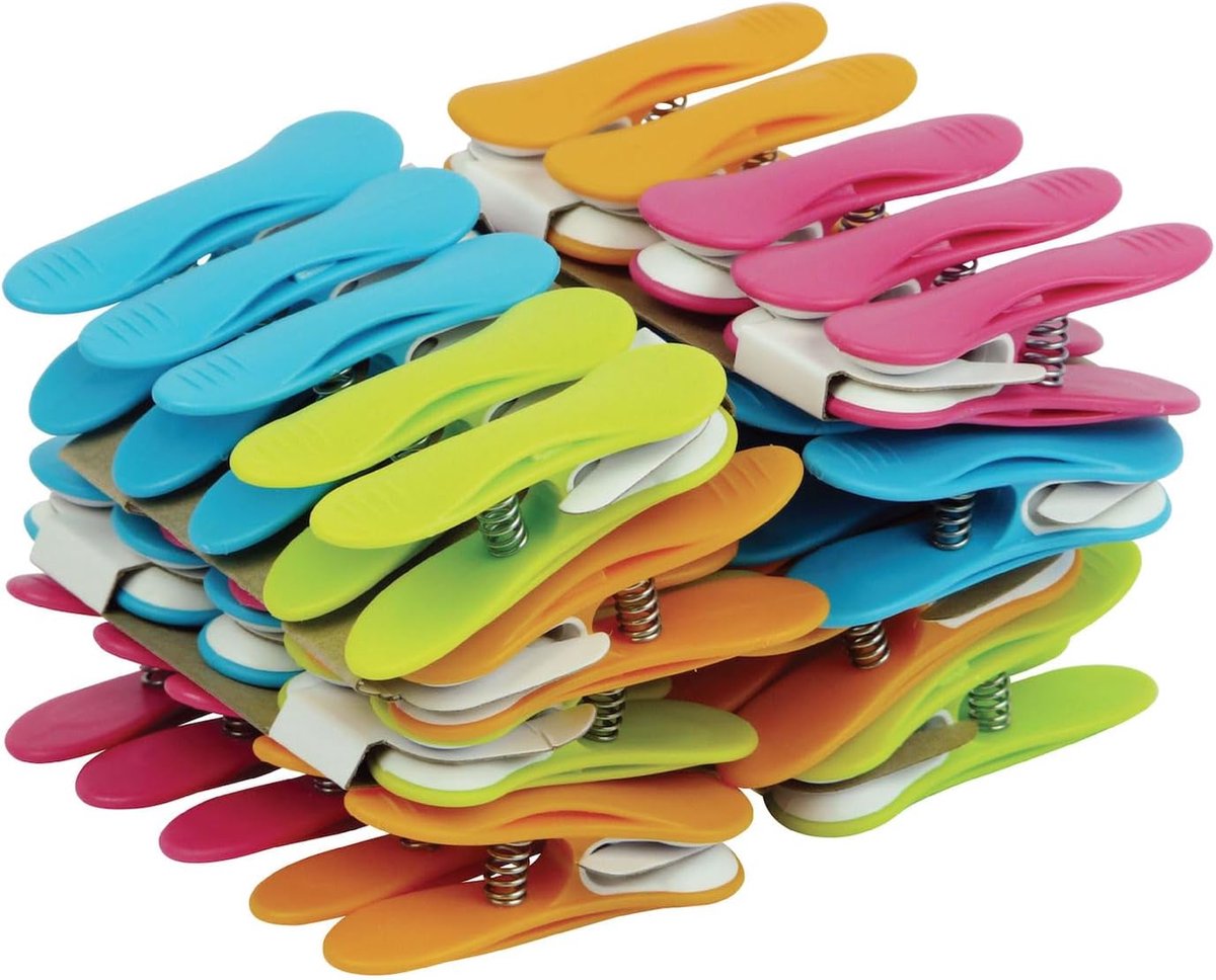SnelShoppen - 40 Antislip Clips - UV Bescherming, Windbestendig, Recyclebaar, Diverse Kleuren: Groen, Blauw, Oranje, Roze voor Camping, Tuin, Keuken