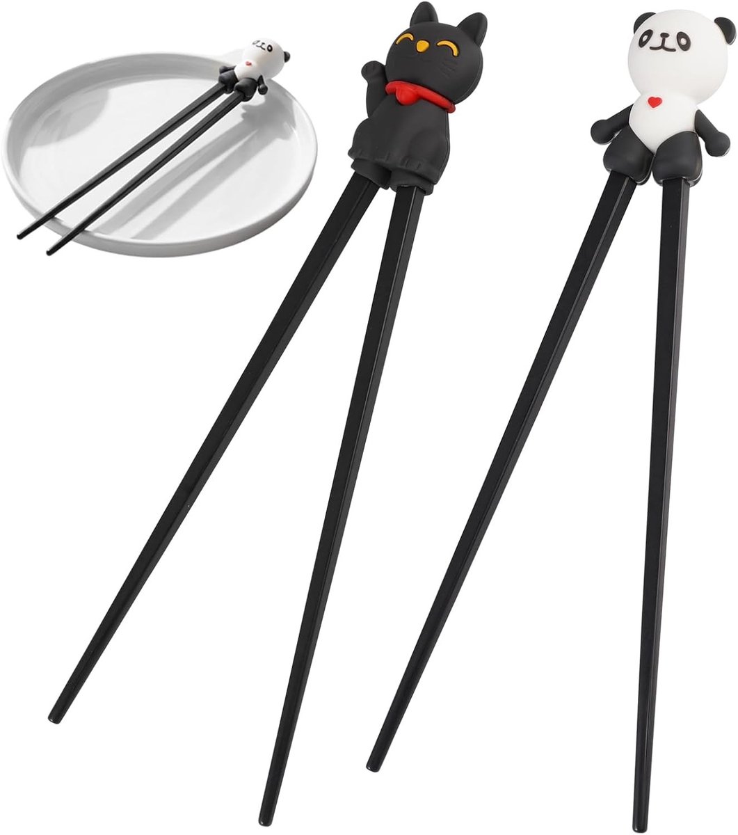 Eetstokjes Set met Panda en Gelukskat Ontwerpen - 2 Paar voor Sushi en Aziatische Gerechten