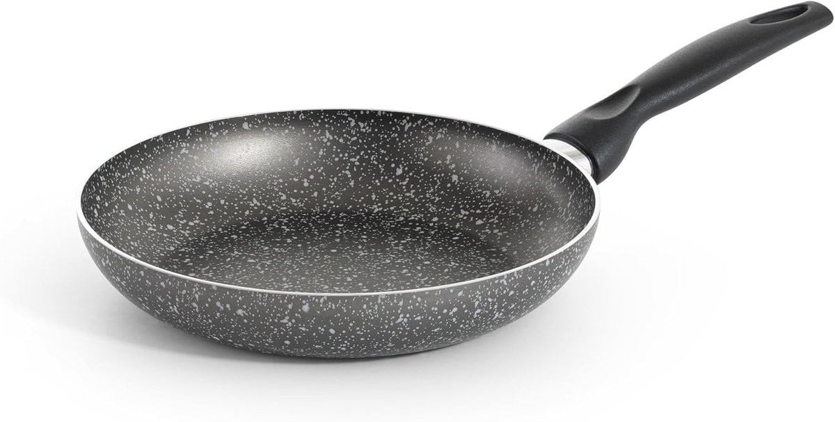 SnelShoppen - RollitPop Koekenpan 24 cm met antiaanbaklaag, lichtgewicht aluminium, 5-laags stenen effect, ergonomisch, ideaal voor gezonde Italiaanse