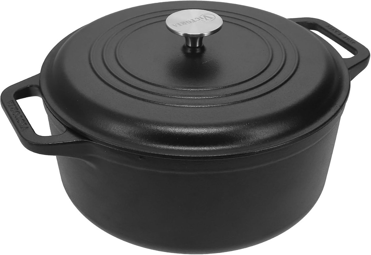 SnelShoppen - Dutch Oven 27cm Emailleren Gietijzer 5.7L Geschikt voor Inductie, Vuur, Oven en Barbecue - Kookpan voor Keuken en Buiten