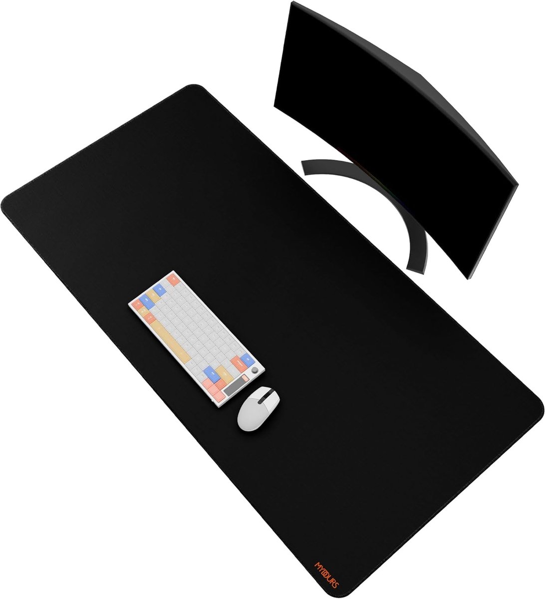 SnelShoppen - Grote gaming-muismat 122 x 60 cm - XXL toetsenbord-muismat met antislip rubberen basis en gestikte rand - Perfect voor gamers en kantoor