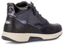 Zij-achterkant van een donkerblauwe Gabor Rollingsoft veterboot.