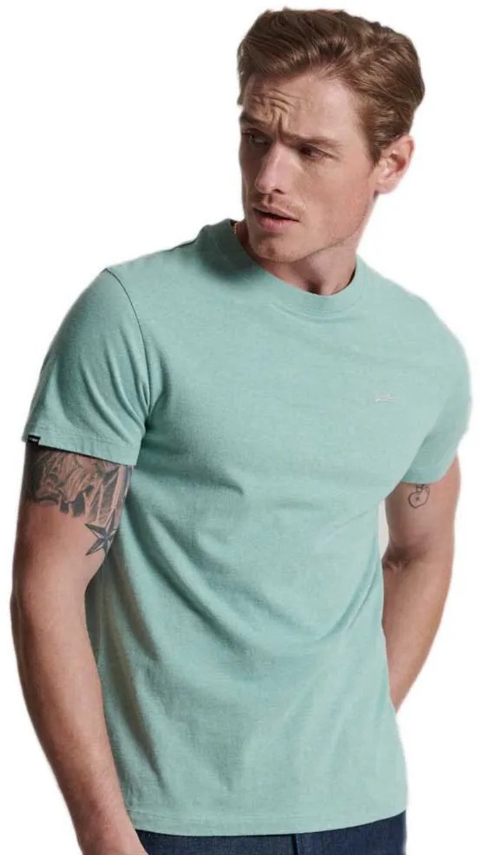 Superdry Essential T-shirt van biologisch katoen met micrologo Heren T-shirts Sage Marl