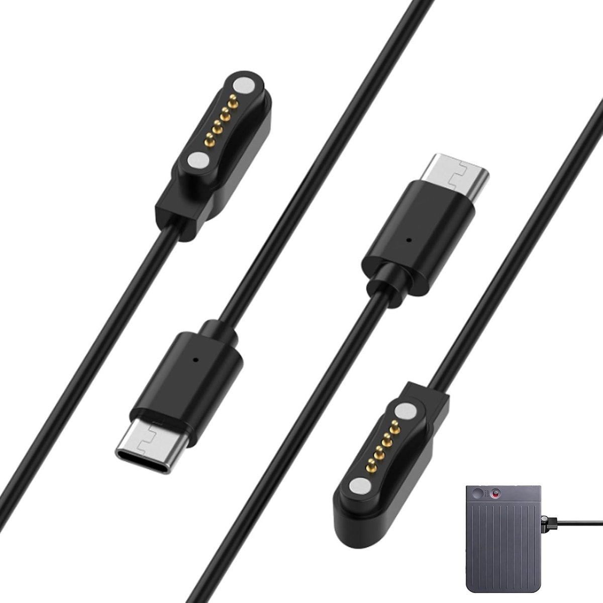 Set van 2 Magnetische USB C Oplaadkabels van 1m, Ideaal voor Dictafoon, Opnameapparatuur en Accessoires