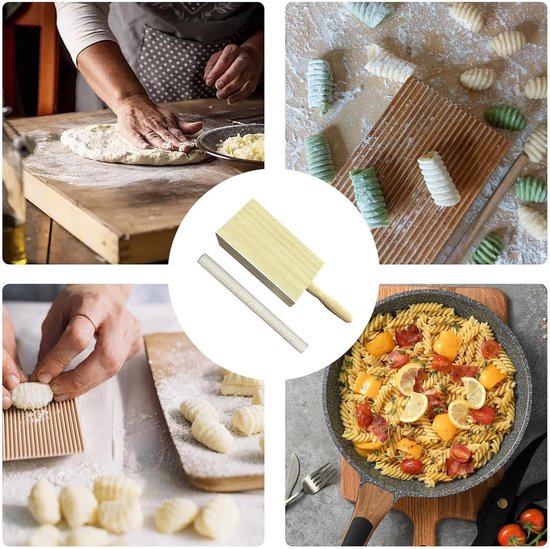 Houten Pastamaker - Deeg Gereedschap - Zelf Pasta Maken - Uniek Handwerk - 25.5cm Lengte - Natuurlijk Hout van houten — afbeelding 4