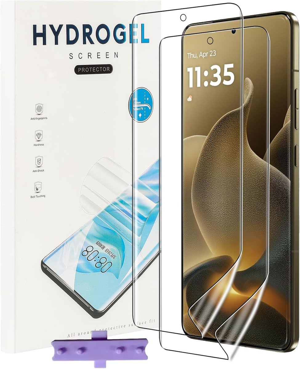 2 stuks beschermfolie voor Motorola Signature, zachte flexibiliteit, hydrogelfolie met positioneringshulp, vingerafdruk-ID, krasbestendig, geen luchtbellen