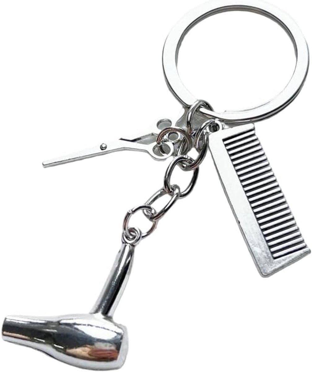 Sleutelhangers Cadeaus Schaar Kam Sleutelring Föhn Hanger