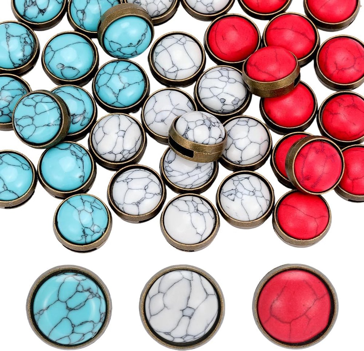 Kralen 12 mm synthetische turquoise blauwe witte rode stenen knopen