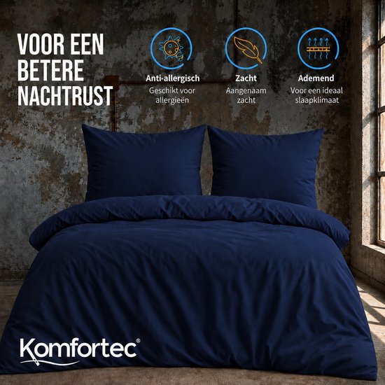 Komfortec Premium Dekbedovertrek 240x220 cm + 2x Kuss 80x80 cm - Geborsteld 100% Polyester Microvezel 90 g/m² - 3-Delige Superzachte Beddengoedset - Blauwensloop van Komfortec — afbeelding 3