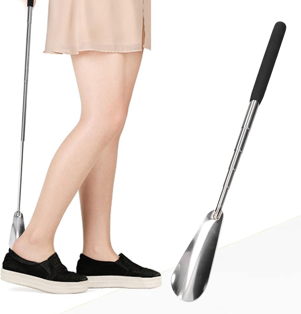 schoenlepel in de lengte verstelbaar voor zwangere vrouwen thuis voor