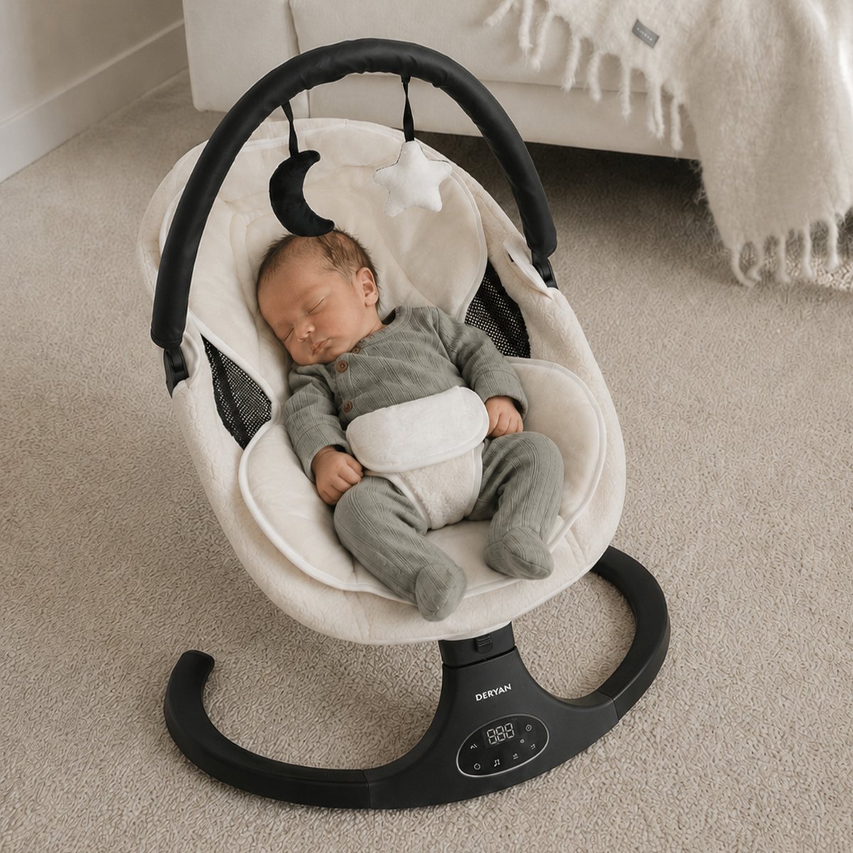 Deryan Teddy Elektrische Wipstoel - Baby Schommelstoel - Wit – foto 5