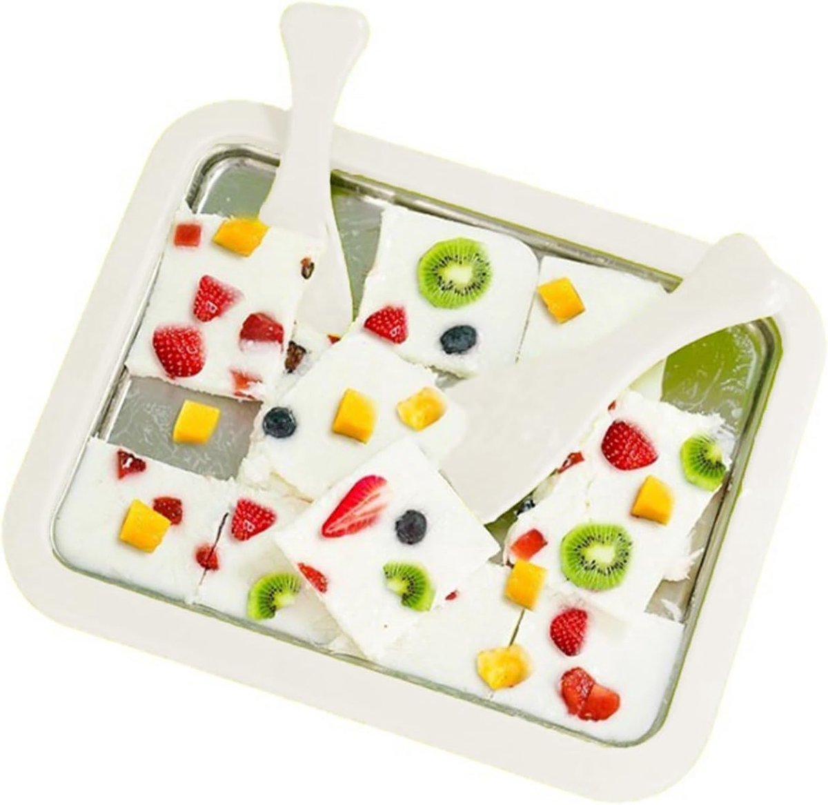 Ice Cream Maker Set, Kleine Rvs Instant Ice Cream, Rvs Instant Ice Cream, Roller Plaat Dikker Ijs Roll Plaat met 2 Spatel voor Gelato Sorbet Frozen Yoghurt