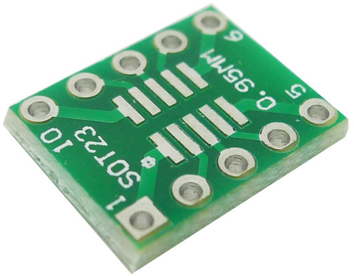 50 stuks SMD adapterplaat SOT23 / SOP10 (0,95 mm) / MSOP10 (0,5 mm) naar DIP10 FR4