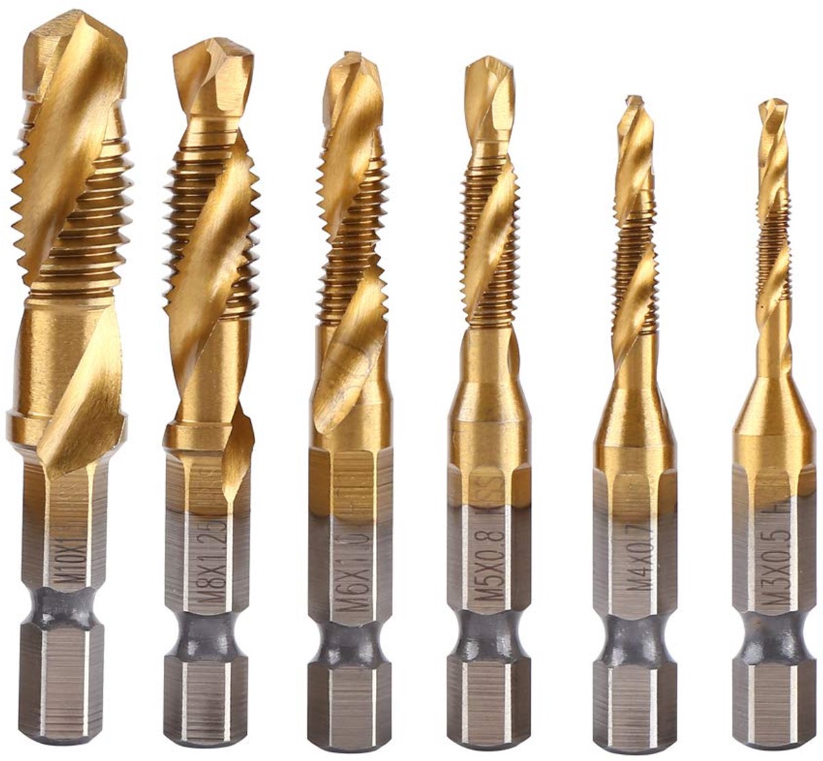 6 stks Hss Tap Boor Set 2 in 1 Combinatie Boren en Kranen Set M3 M4