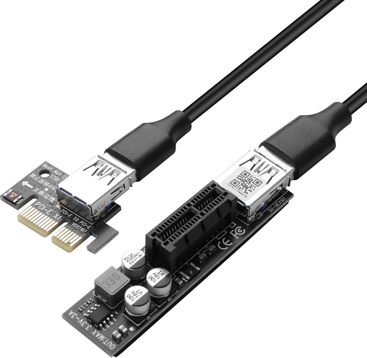 PCI-E X1 naar X1 adapter riser kaart Add On 0,3 m USB 3.0 riser kabel, 90°/180° hoek hoek hoek hoek extende riser adapter voor desktop-pc uitbreidingskaarten (180°)