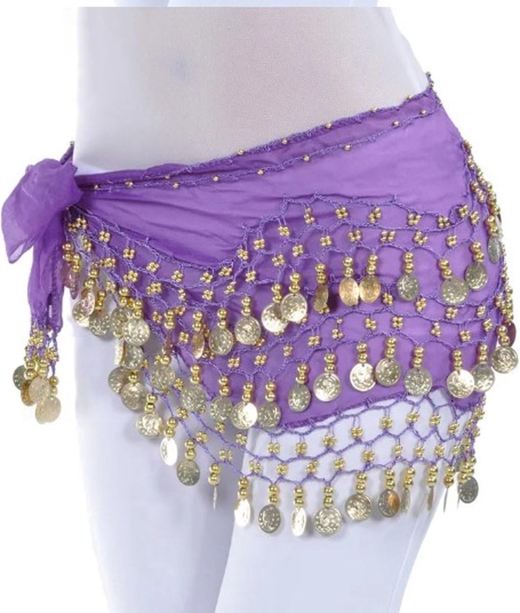 Sjaal met Gouden Muntjes - 150 cm - Heupsjaal - Zwart