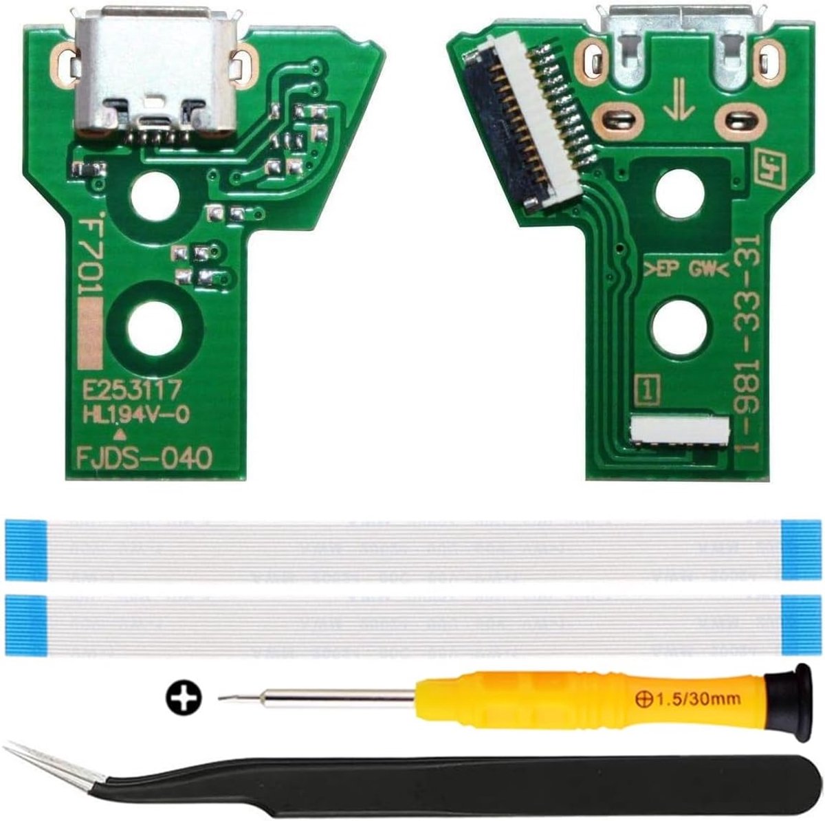 Vervangende Micro USB-oplaadpoort Adapter Reparatie Onderdeel Lader Socket Circuit Board met 12-Pin Flex Kabel en Led-licht voor Sony voor Playstation voor PS4 Draadloze