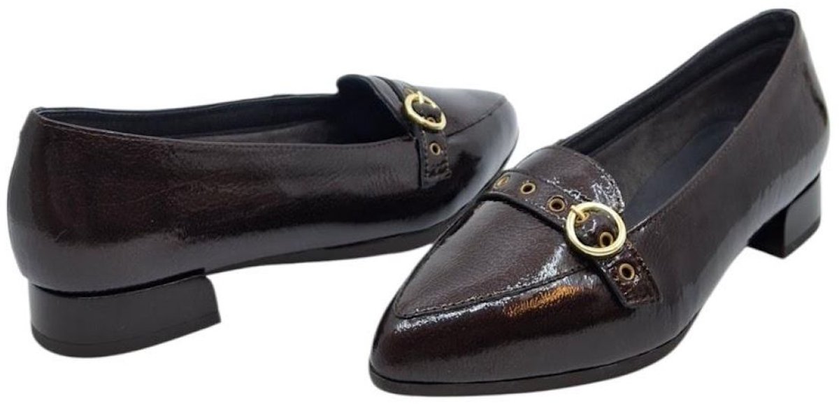 Pitillos 11670 marron mocassin in lakleer met spitse leest
