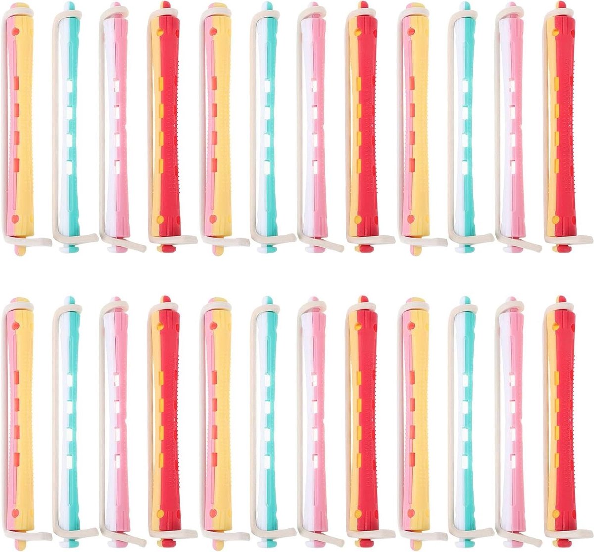 Haarkrulset 48 Stuks - Krulspelden Permanentstaafjes - Haar Krullen - Stevige Fixatie Elastiek - 9 cm - Tweekleurig