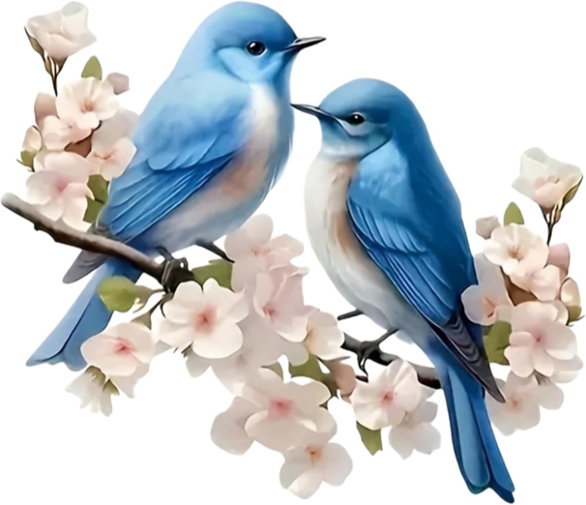 SnelShoppen - Waterdichte blauwe vogel kersenbloesem vinyl autostickers - krasbestendige bumperstickers voor voertuigen, laptops, motorfietsen, koffer