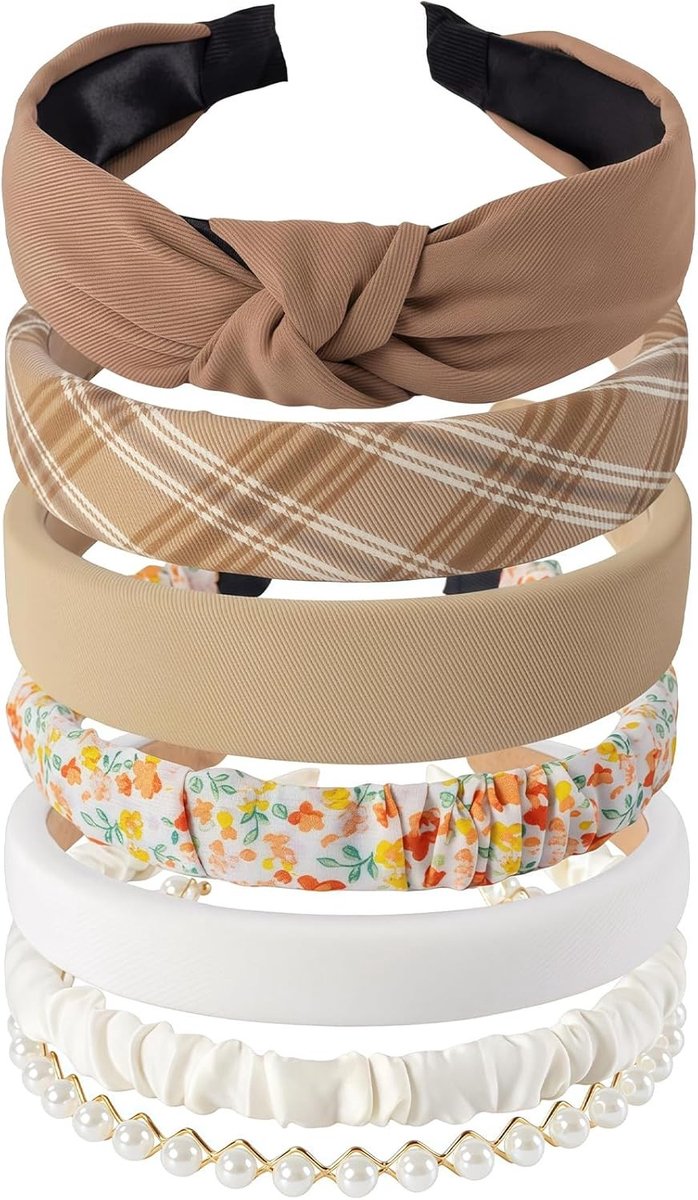Haarbanden Set voor Dames en Meisjes met Parels - Ideaal voor Dagelijks Gebruik, Feestjes, Yoga en Gezichtsverzorging (Bruin)