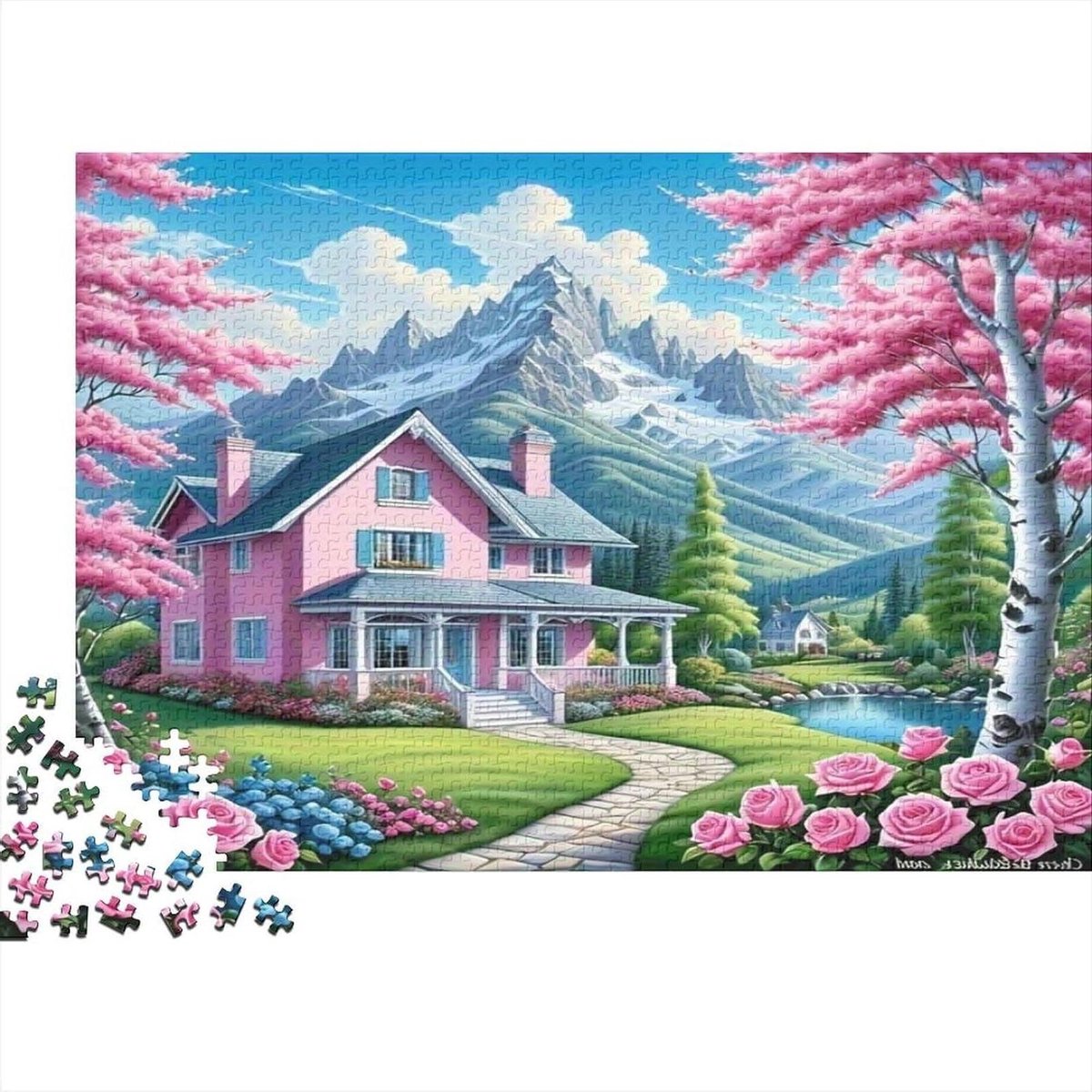 Papieren Puzzel - Landschap Puzzel - Ontspanning Thuis - Gerecycled Materiaal - 38 x 26 cm - Stijl 2