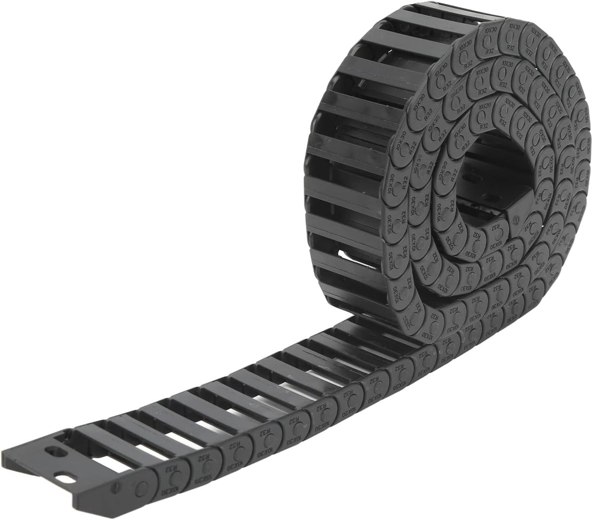SnelShoppen - Kabel Sleufketting voor CNC Machines 10 x 30 mm Zwart Kunststof Slijtvast met Aansluitklemmen 1M Lengte