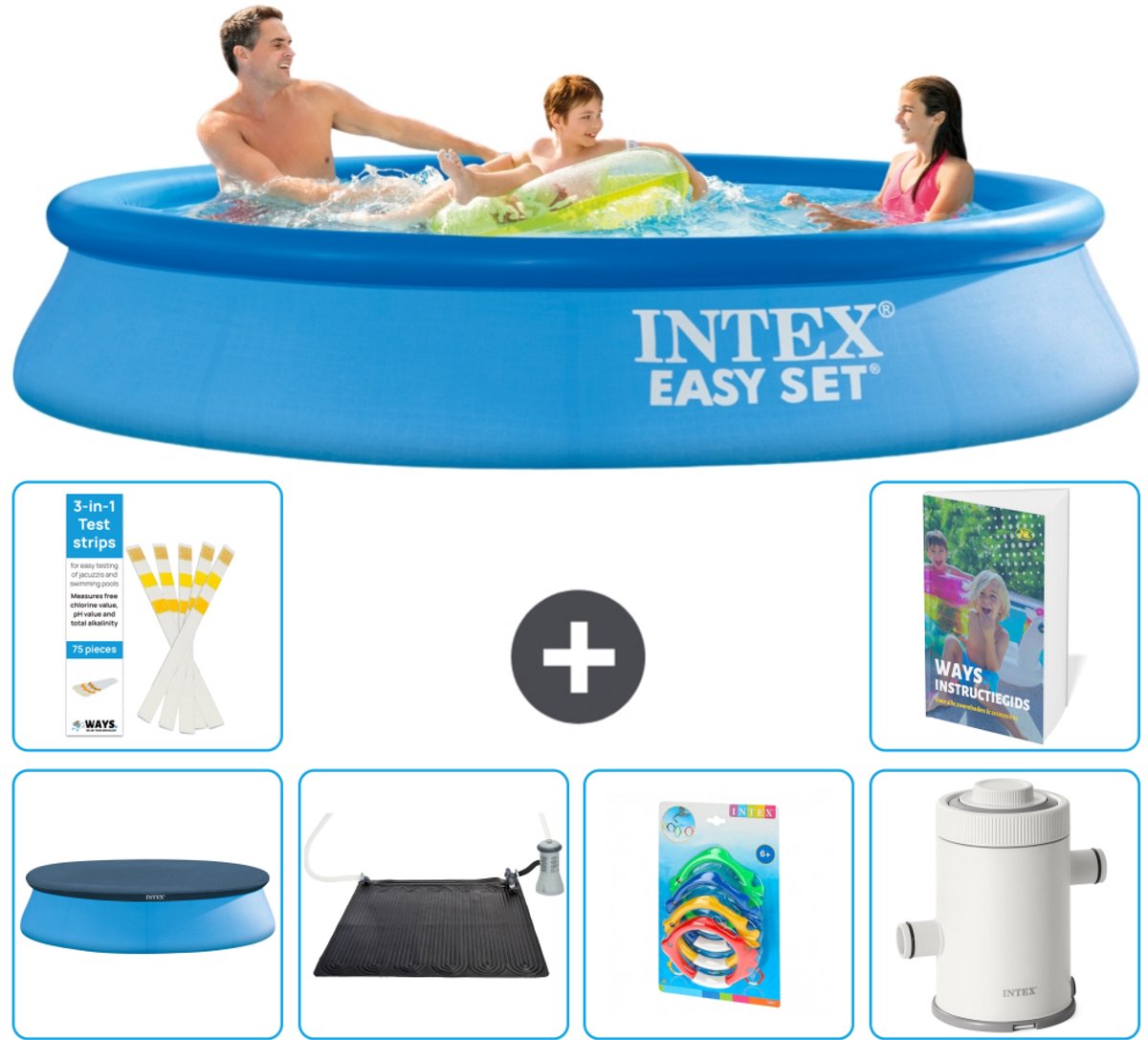 Intex Rond Opblaasbaar Easy Set Zwembad - 305 x 61 cm - Blauw - Inclusief Afdekzeil - Solar Mat - Speelgoed - Zwembadfilterpomp - 7-delig