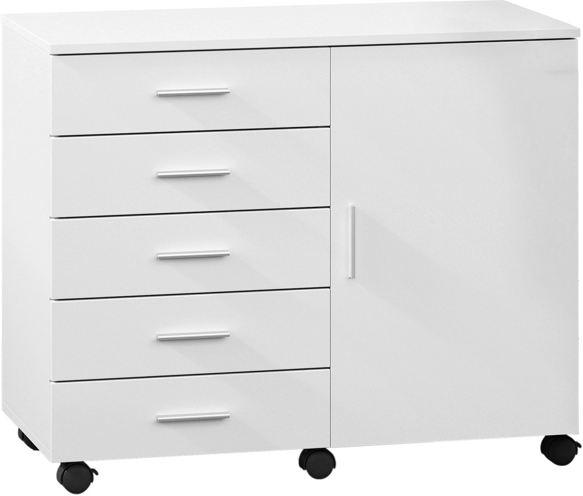 Rolcontainer - Archiefkast - Kast met deur - 40 x 80 x 65 cm - Wit