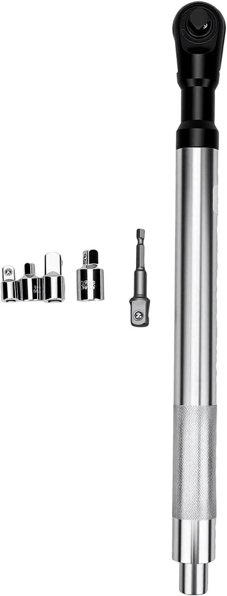 Verlengsleutel Set - Ratelsleutel Adapter - Krappe Ruimtes Repareren - Offset Ontwerp - 1/2 Inch - Zilver