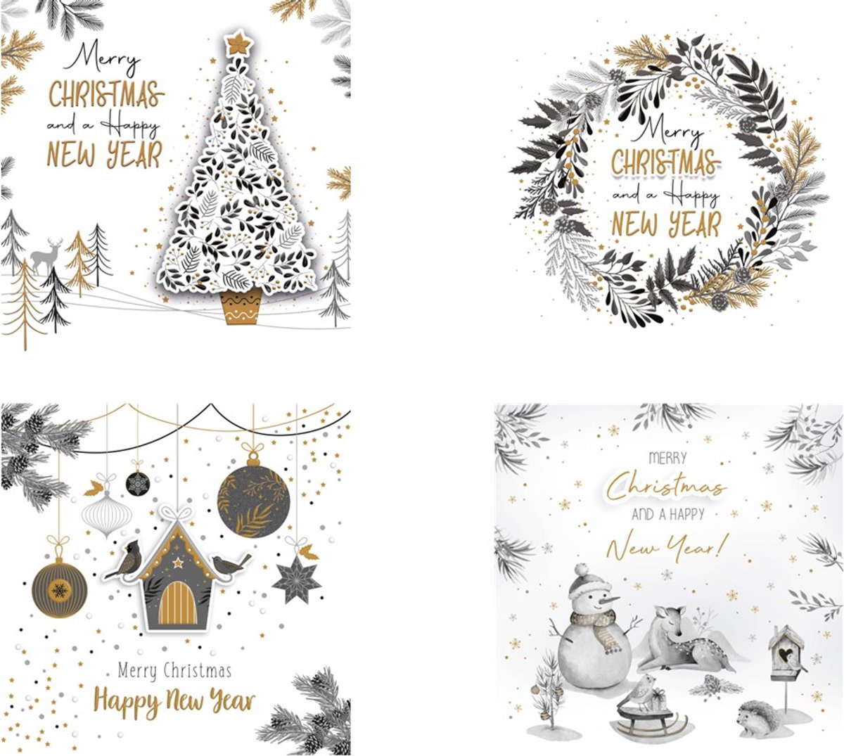 Kerstaanbieding: 24 kerstdoosjes Xmas Silver and Gold verpakt in kraftkarton