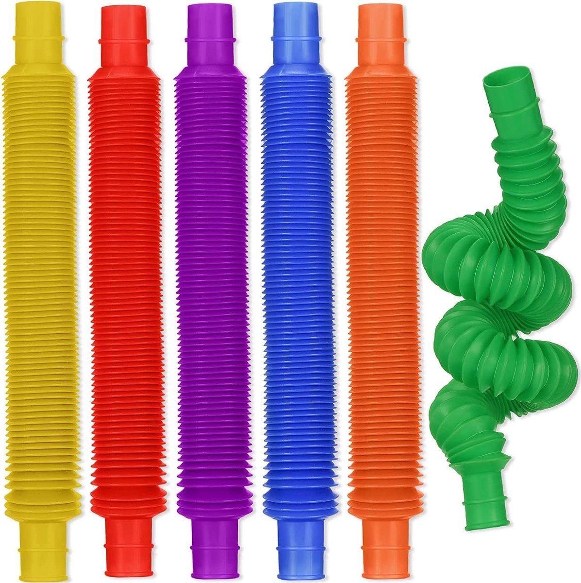 Set van 6 Mini Pop Tubes Sensorisch Speelgoed voor Kinderen met Autisme en Stressverlichting, Ideaal voor Creatieve Spelletjes en Ontspanning (6 Kleuren)