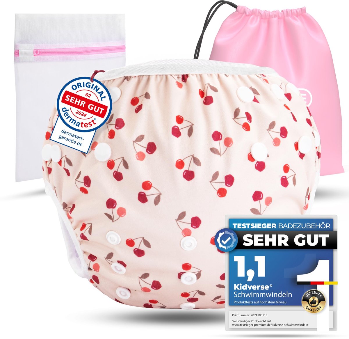 SnelShoppen - KIDVERSE zwemluiers baby 0–3 jaar – huidvriendelijke herbruikbare zwemluiers met sterk absorberende laag, opbergzakje & wasnet voor zwem