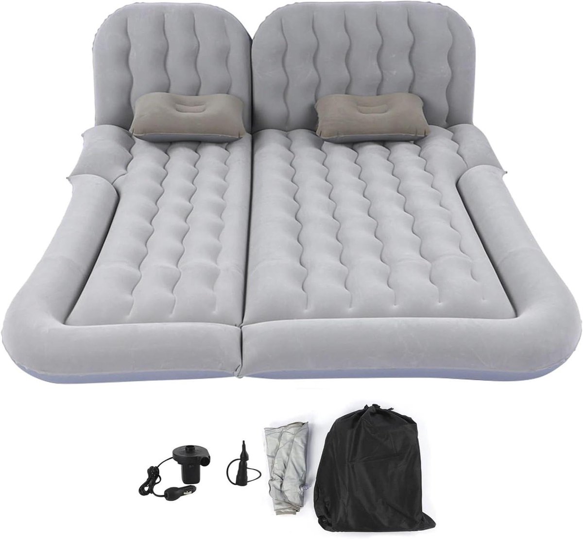 Draagbaar Luchtbed - Reismatras Slaapkussen - Kamperen en Reizen - Superzachte Massale Stof - 174 x 126 cm - Grijs