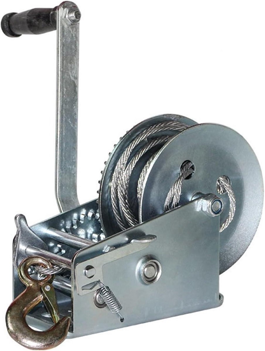 Handmatige Kabellier - Handtakel Trekmachine - Zwaar Materieel Verplaatsen - Zelfvergrendelend Ontwerp - 2000 lbs Capaciteit - Zilver
