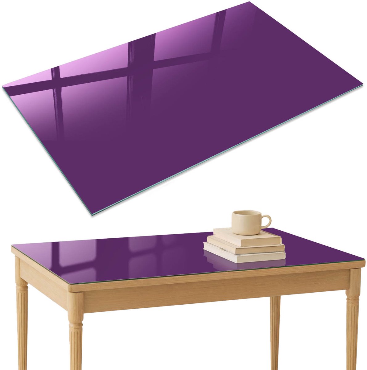 ArtPrintCave Sterk paars Glazen Tafelblad 120x80 cm - Tafelblad Rechthoek - Paars Eettafel Met Glasplaat - Achtergronden en patronen Eettafel Met Glasplaat