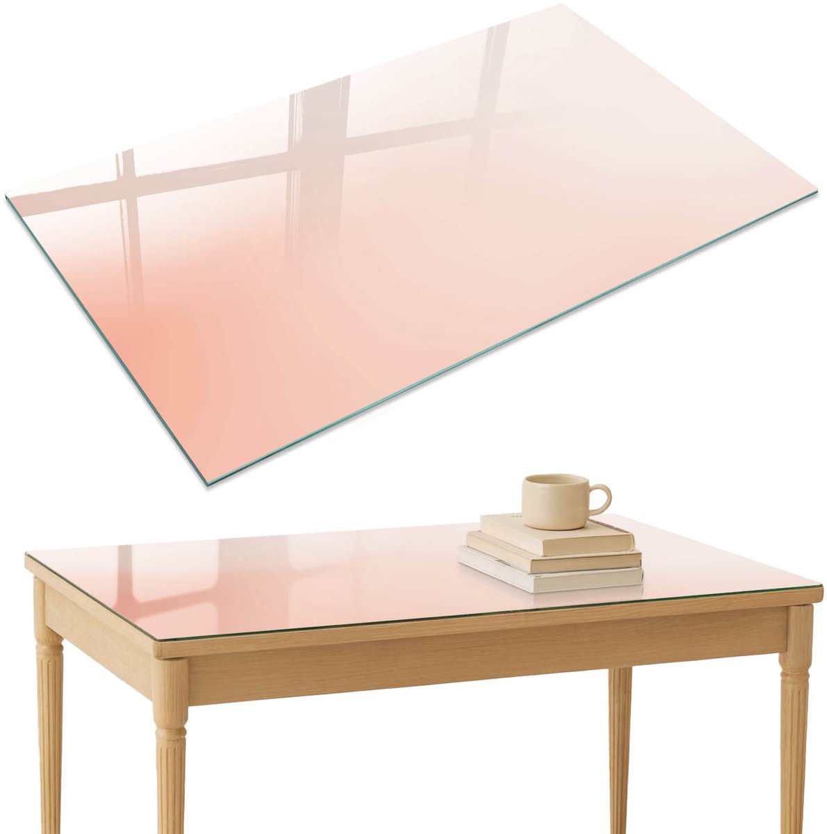 ArtPrintCave Subtiele harmonie Glazen Tafelblad 120x80 cm - Tafelblad Rechthoek - Beige Keukentafel - Achtergronden en patronen Glazen Eettafel