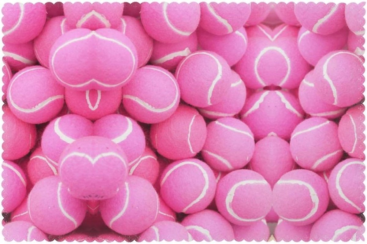 Tafelmat Tennisballen - Placemats Keuken - Eettafel Decoratie - Slijtvaste Stof - 45 x 30 cm - Felroze