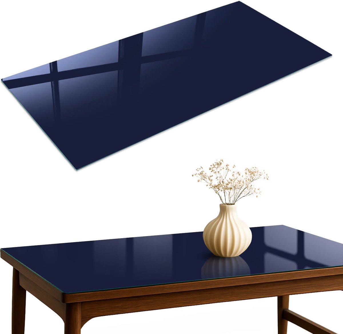 ArtPrintCave Donker marineblauw Glazen Tafelblad 120x60 cm - Tafelblad Rechthoek - Marine Eettafel Met Glasplaat - Achtergronden en patronen Glasplaat