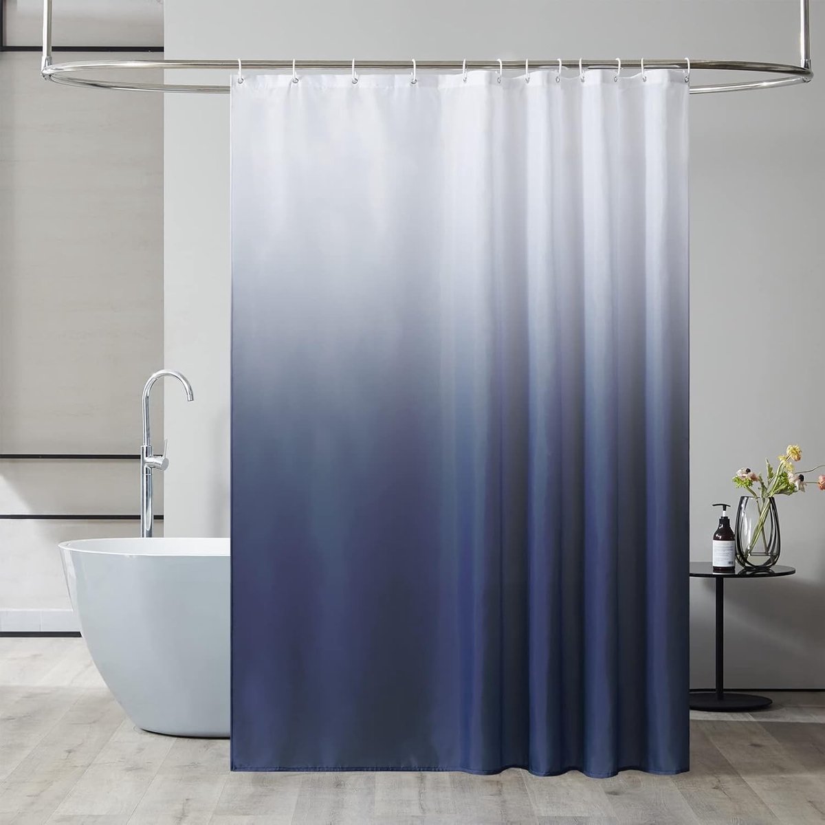 Douchegordijn en Badgordijn Antimicrobieel en Wasbaar - Extra Groot 200x200cm in Wit en Donkerblauw, Ideaal voor Bad en Douche, Voorkomt Schimmel