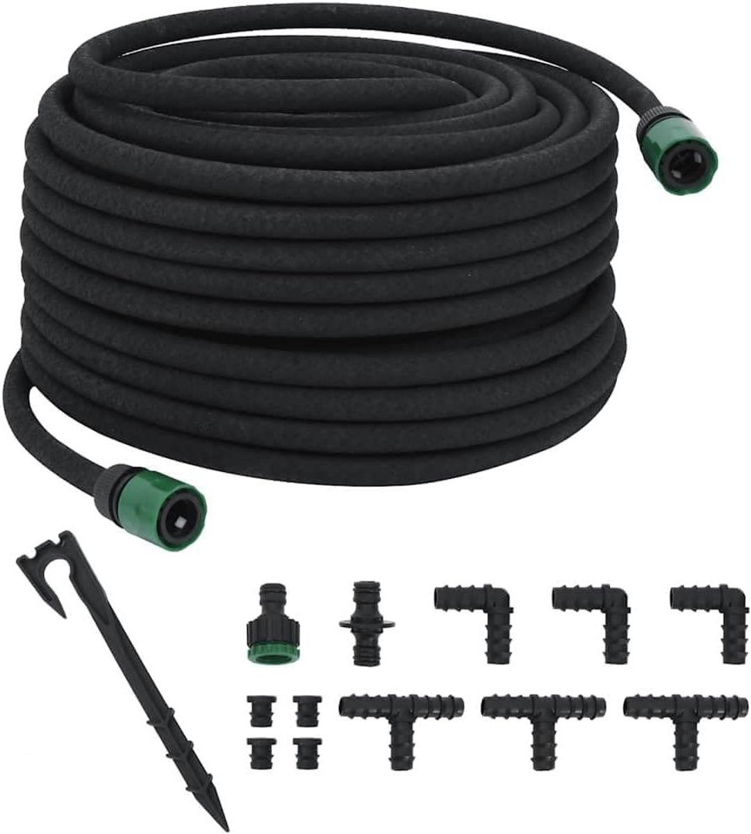 Tuinslang Rubber - Bewateringsslang Irrigatieslang - Tuin Bewateren - Druppelafvoer Overal - 50 meter - Zwart