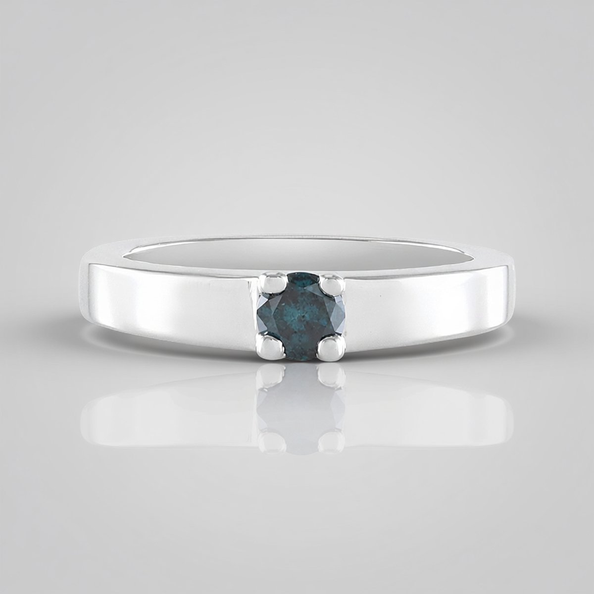 Cavill - Zilveren Ring 925 Sterling Zilver - 0,221 ct Blauwe Diamant I2 Briljant Rond - Elegante Tijdloze Ring Dames - Luxe Minimalisme